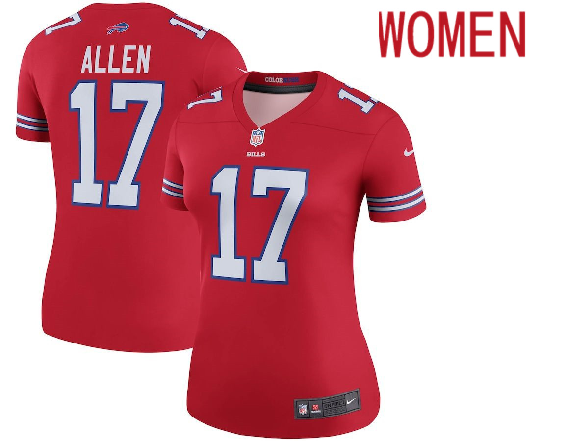 Women Buffalo Bills #17 Josh Allen Nike Red Color Rush Legend Player NFL Jersey